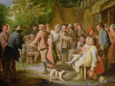 A Country Fete with Figures Dancing by Pierre Angelis or Angillis